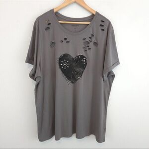 Heritage Charcoal Distressed Heart Tee